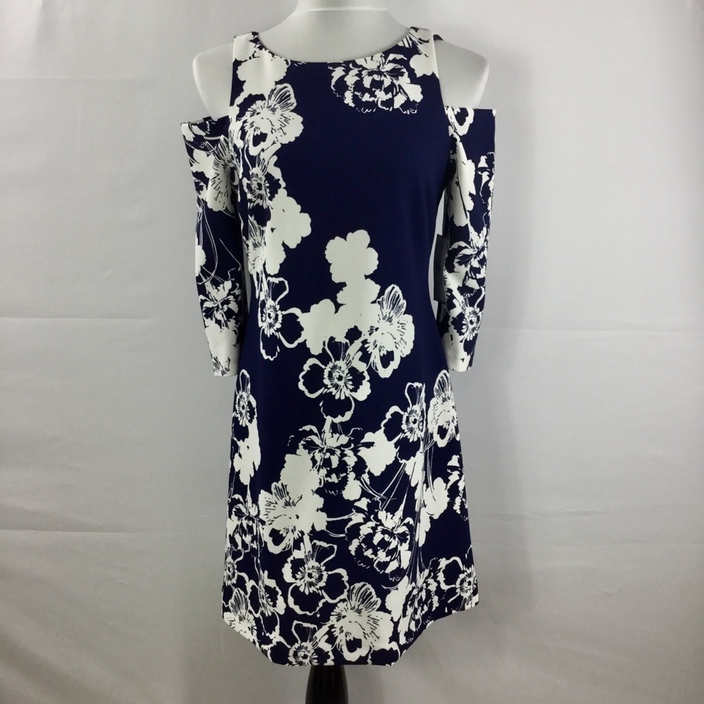Jessica HOWARD Cold Shoulder 3/4 Sleeve Floral Print Dress Size 8P NWT - Picture 5 of 14